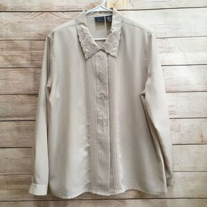 VINTAGE LAURA SCOTT EMBROIDERED BLOUSE IN CREAM